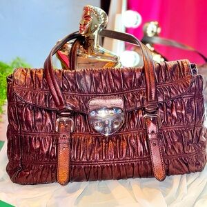 PRADA.  Vintage Lampone colored Ruched Shoulder Bag. EXCELLENT CONDITION